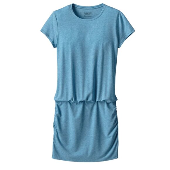 PATAGONIA W's Glorya T Shirt Dress | Small | Pink Ruched 50+ UPF Short Sleeves - Picture 9 of 9